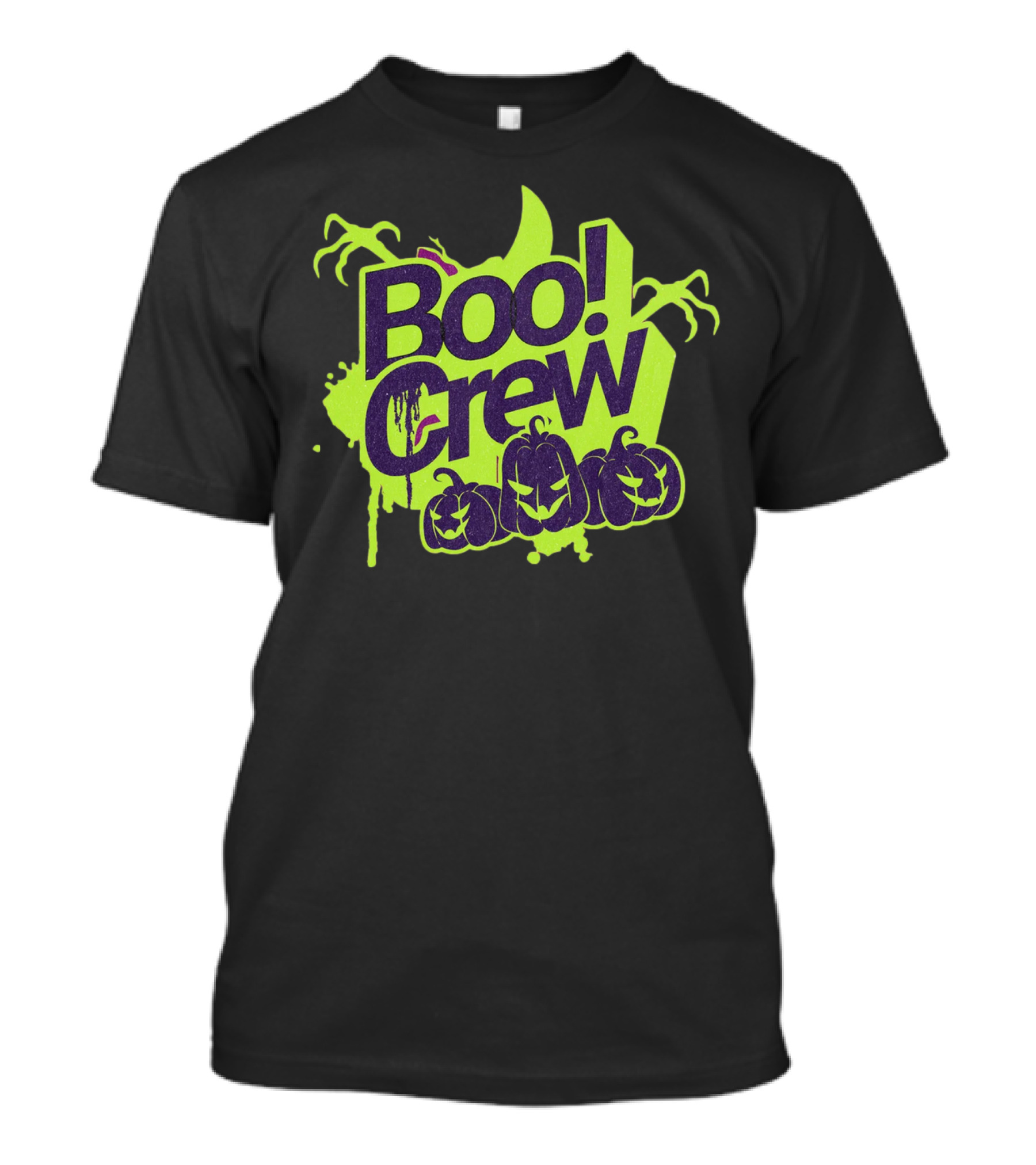 Boo Crew Halloween Pumpkins With Spooky Moon And Trees T-Shirt