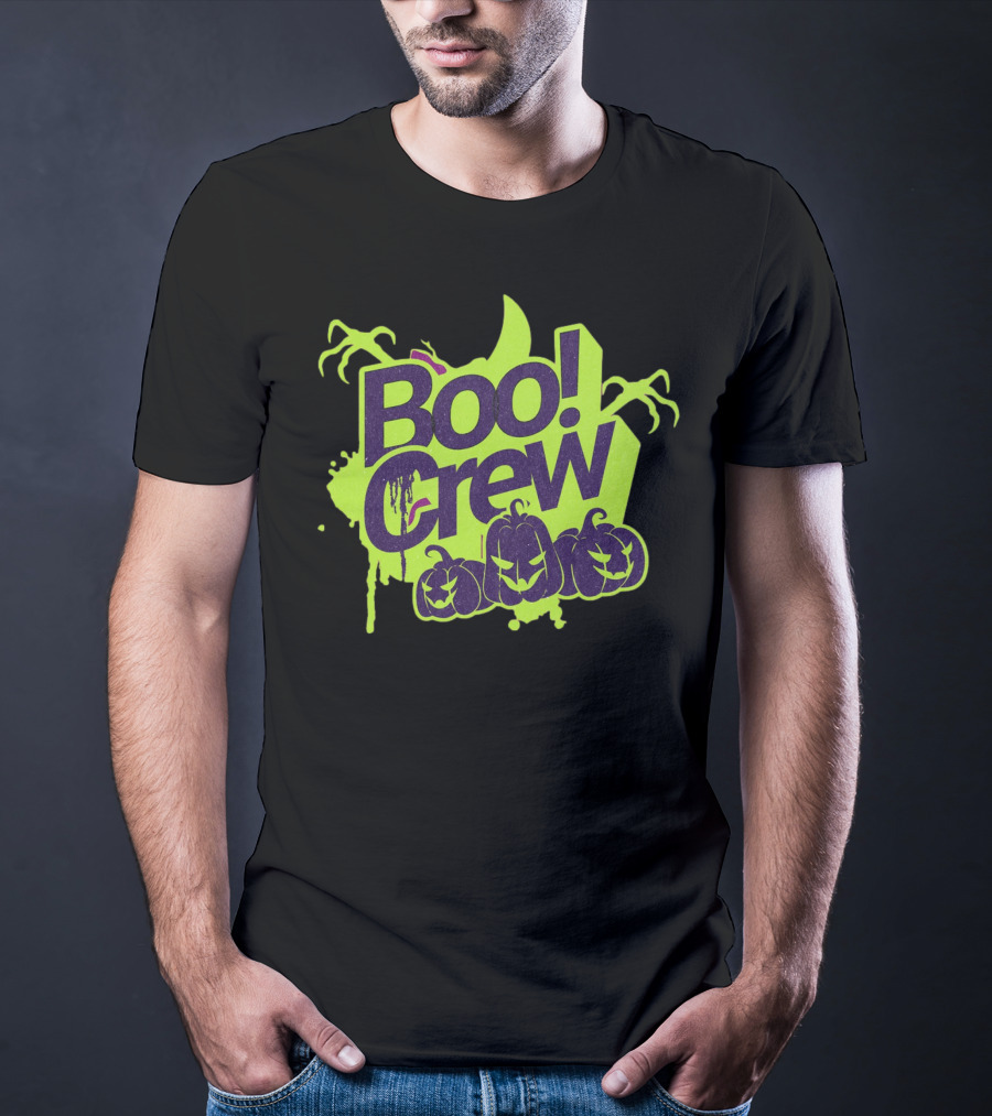 Boo Crew Halloween Pumpkins With Spooky Moon And Trees T-Shirt