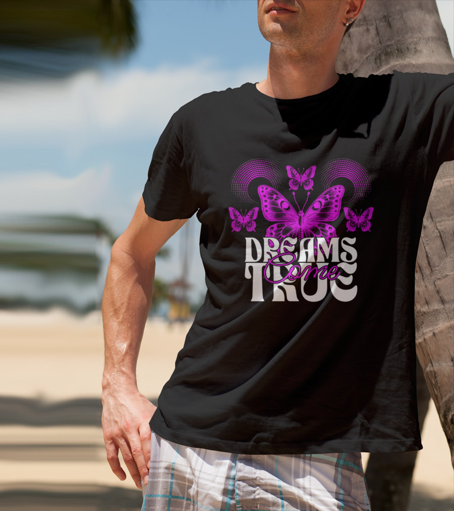 Dreams Come True Butterfly Pink Retro Psychedelic T-Shirt