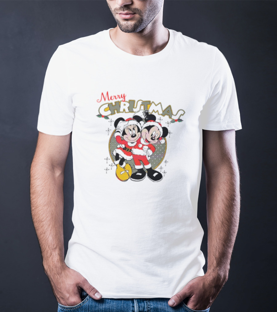 Disneyland Merry Christmas Mickey And Minnie T-Shirt