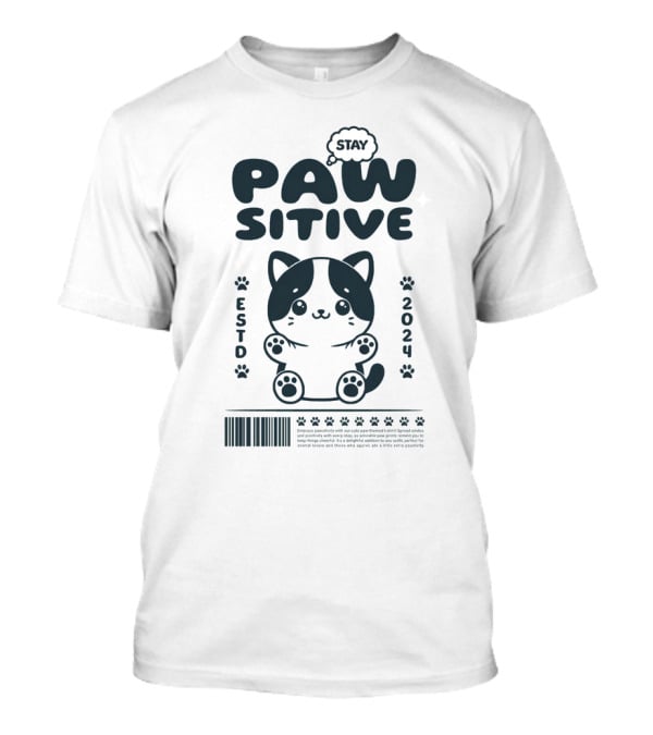 Stay Pawsitive Cute Cat ESTD T-Shirt