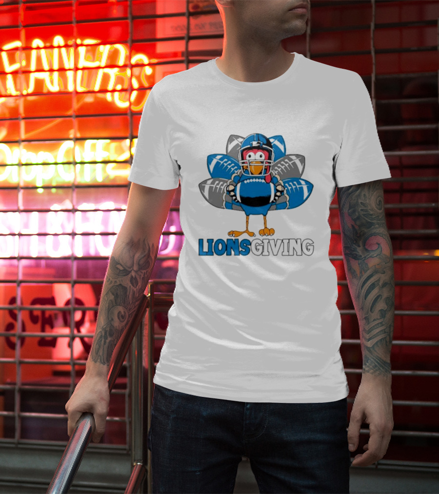 Lionsgiving Detroit Lions Thanksgiving Turkey Football T-Shirt