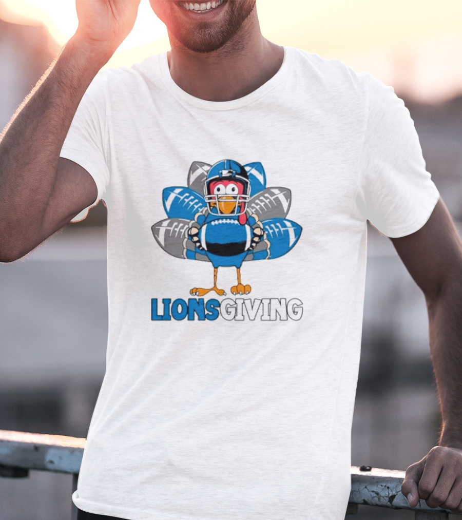 Lionsgiving Detroit Lions Thanksgiving Turkey Football T-Shirt