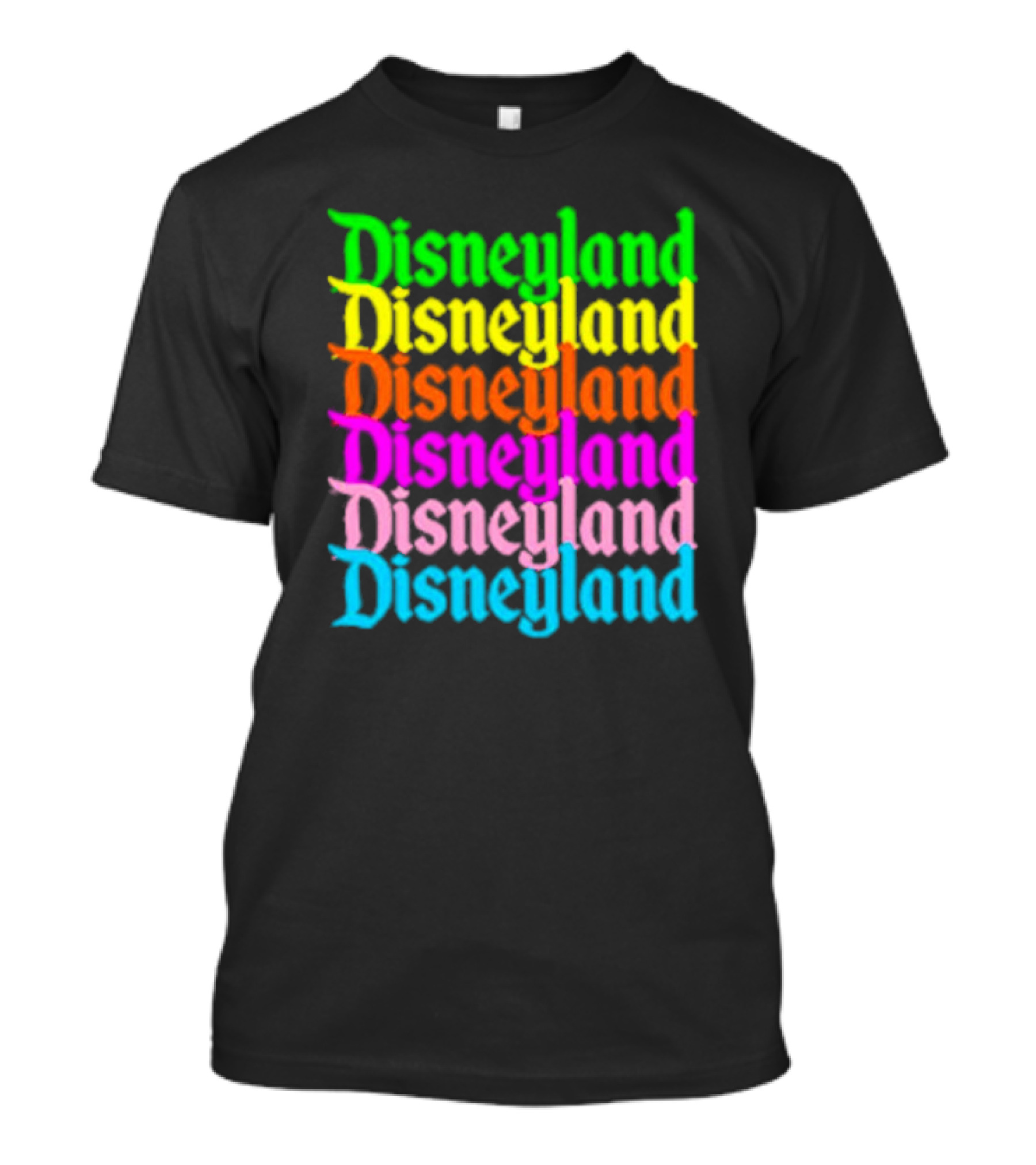 Disneyland Rainbow Multicolor Text Stacked T-Shirt