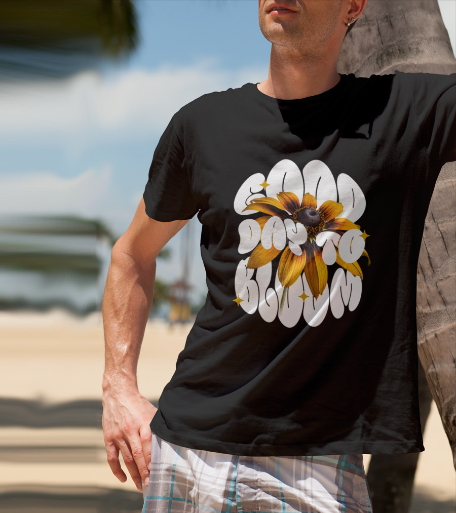 Good Day To Bloom Flower With Petals And Stars T-Shirt