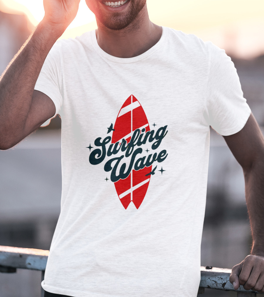Surfing Wave Red Surfboard T-Shirt