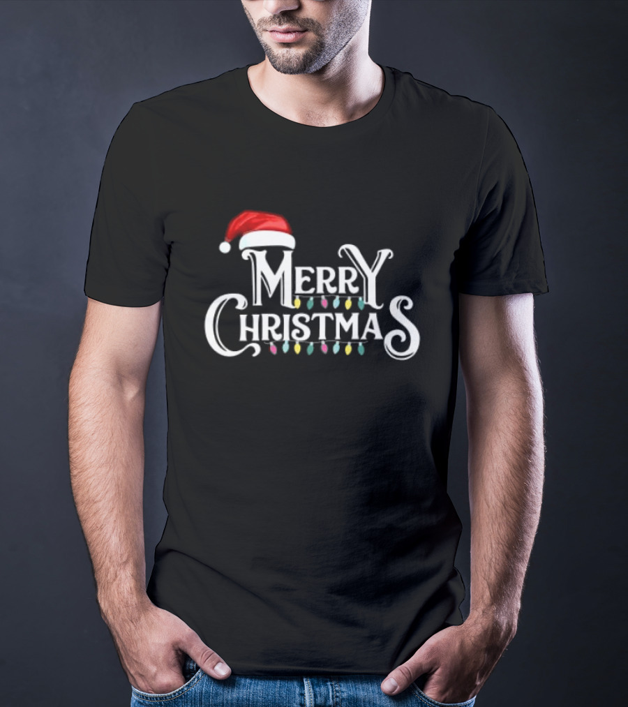 Merry Christmas Santa Hat Lights T-Shirt
