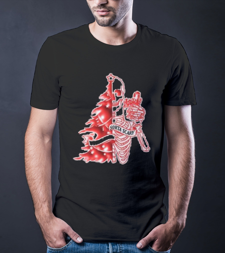 Skeleton Sorta Merry Sorta Scary Christmas Tree Splittinwigz T-Shirt
