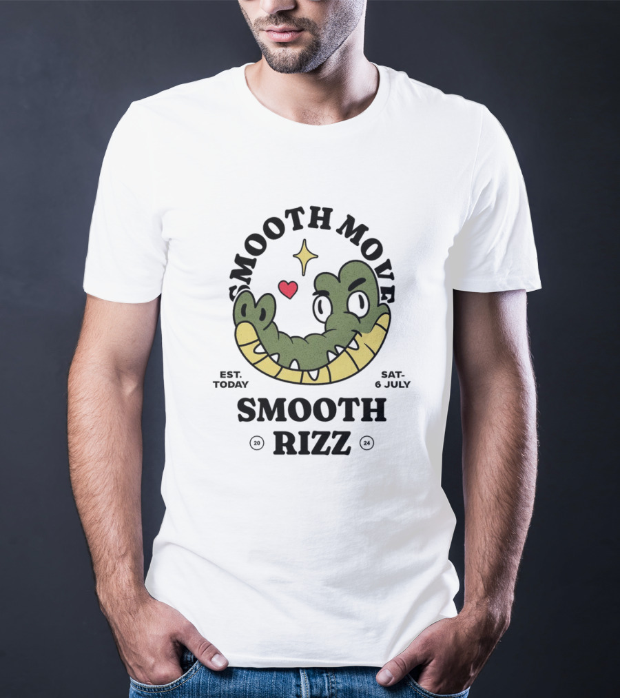 Smooth Move Smooth Rizz Crocodile Heart Est. Today Sat. 6 July T-Shirt
