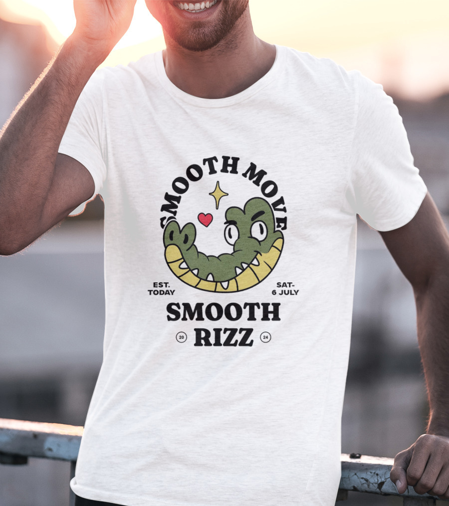 Smooth Move Smooth Rizz Crocodile Heart Est. Today Sat. 6 July T-Shirt