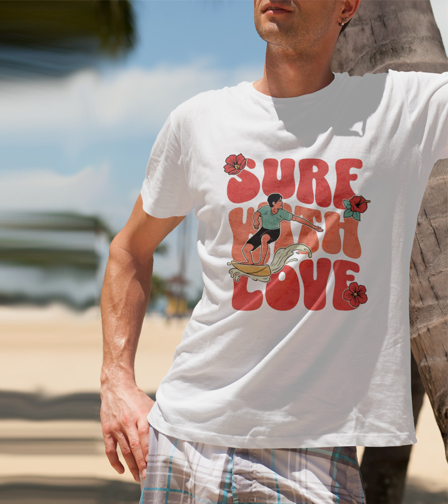 Surf With Love Hibiscus Wave Rider T-Shirt