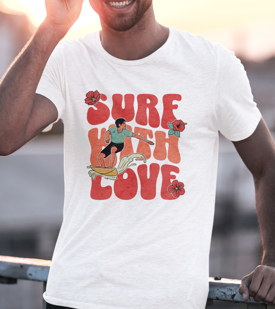 Surf With Love Hibiscus Wave Rider T-Shirt