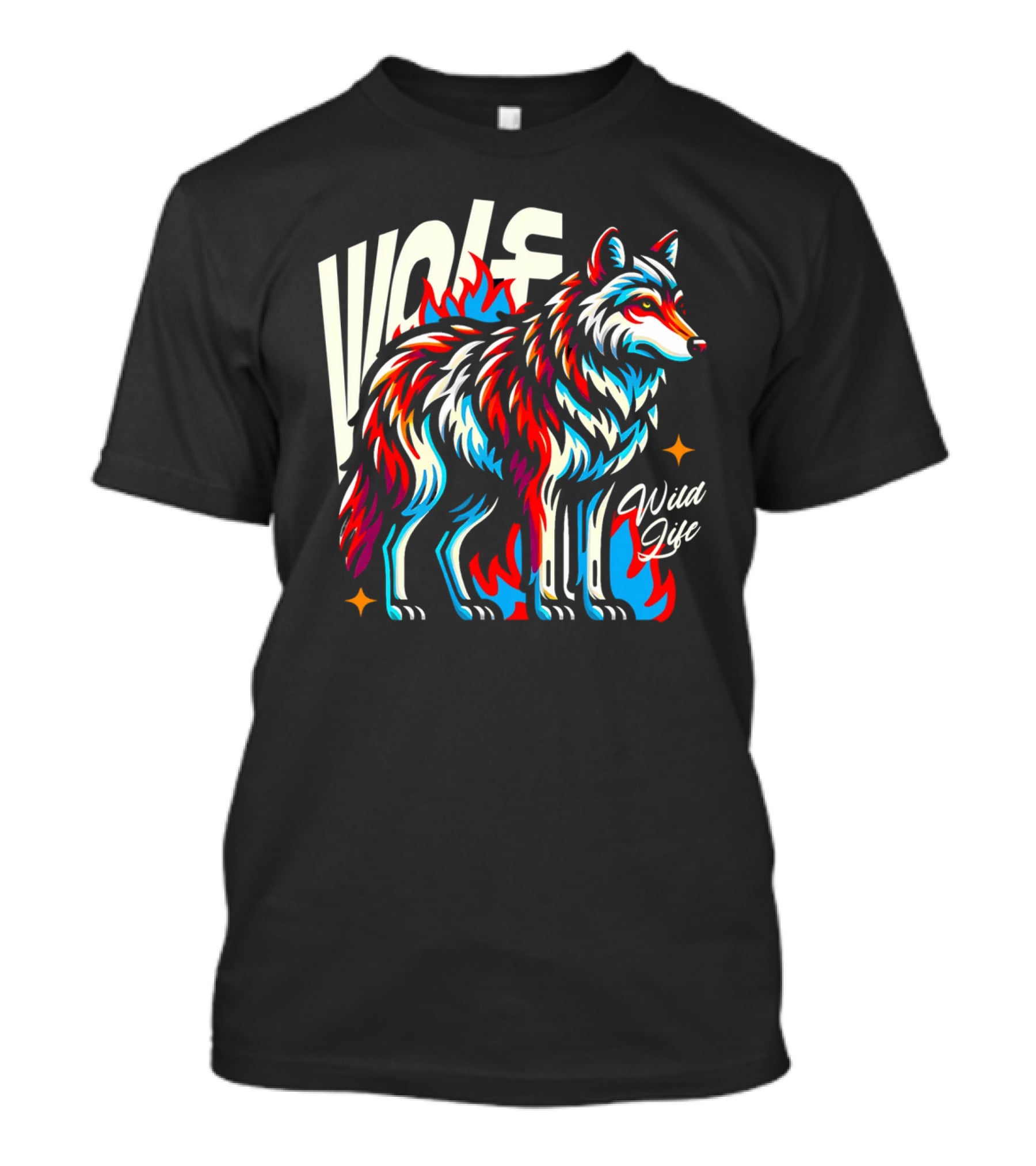 WOLF Wild Life Vivid Colorful Wolf T-Shirt