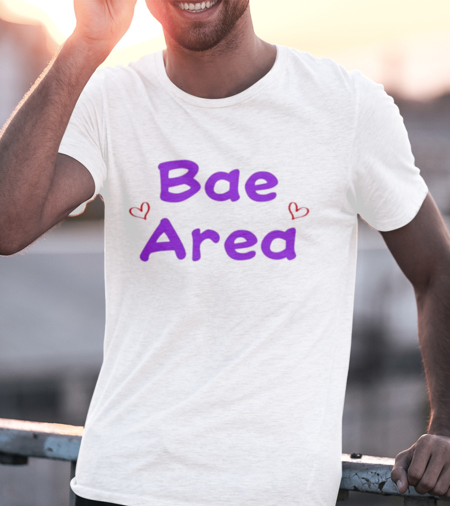 Bae Area Purple Text With Red Hearts T-Shirt
