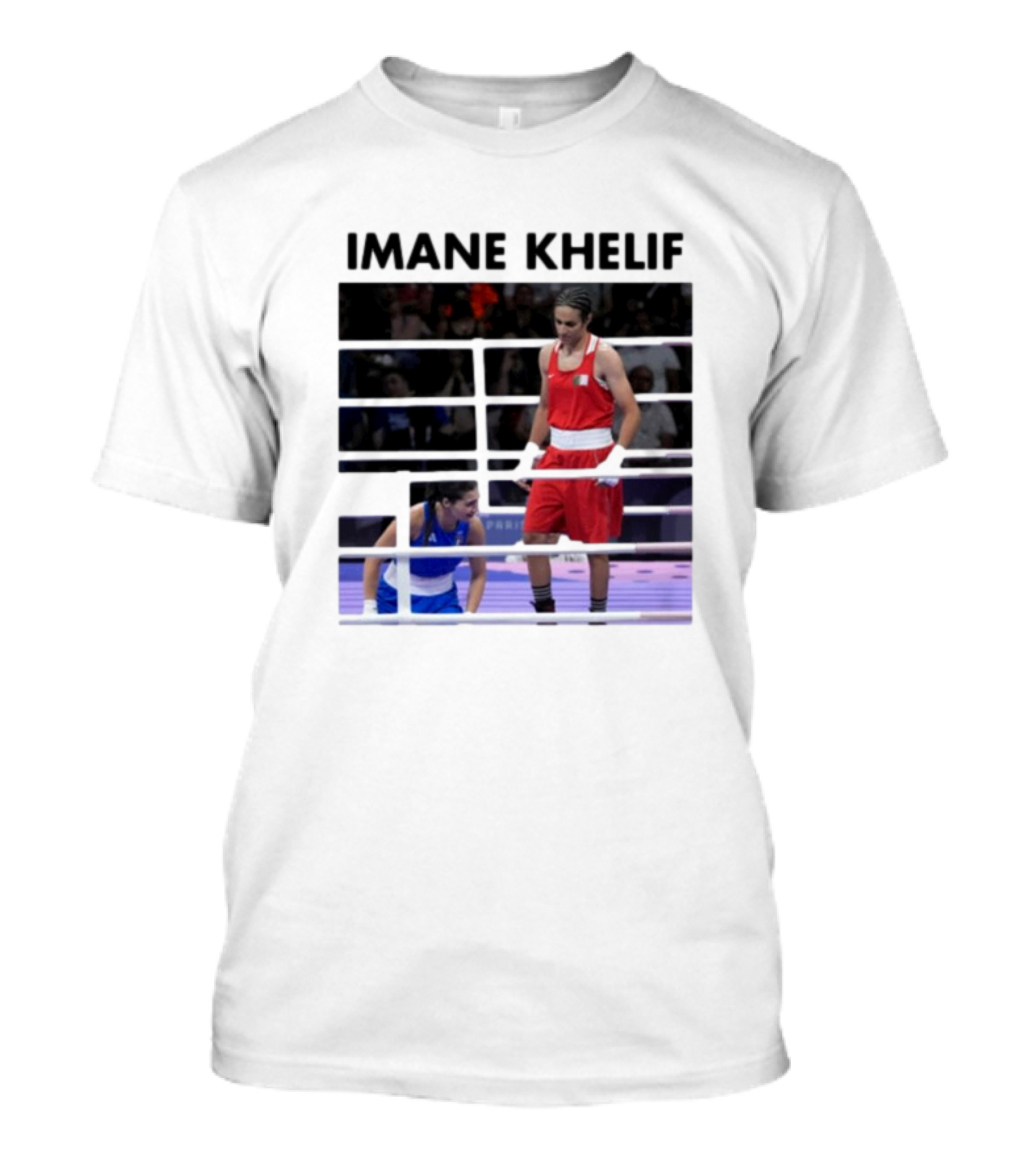 IMANE KHELIF Boxing Match Scene With Red And Blue Competitors T-Shirt