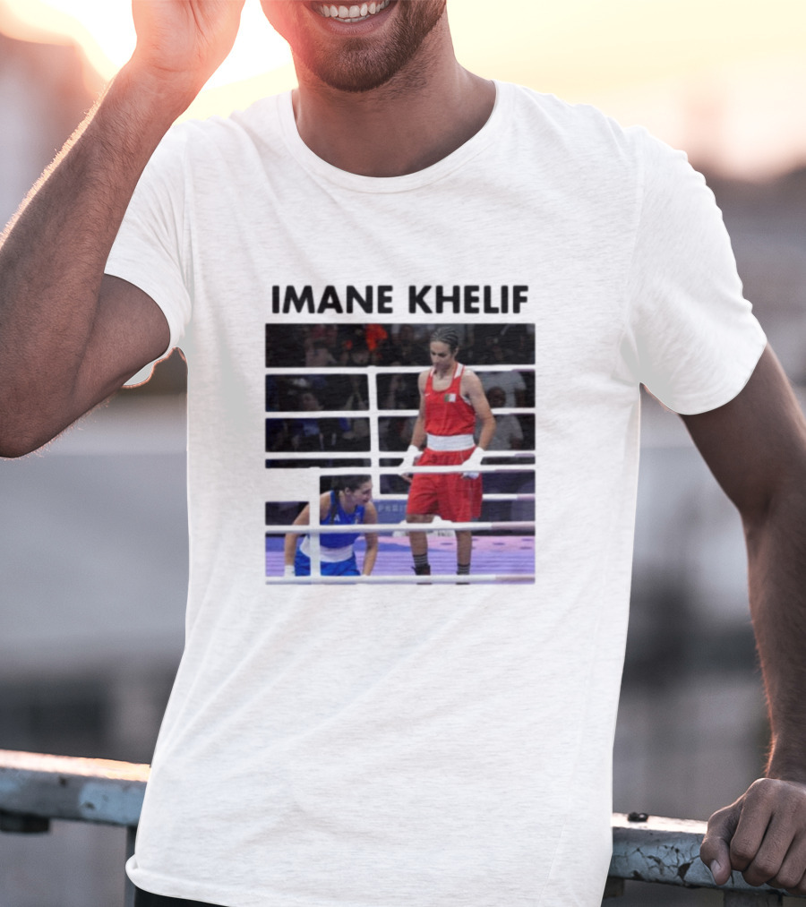 IMANE KHELIF Boxing Match Scene With Red And Blue Competitors T-Shirt
