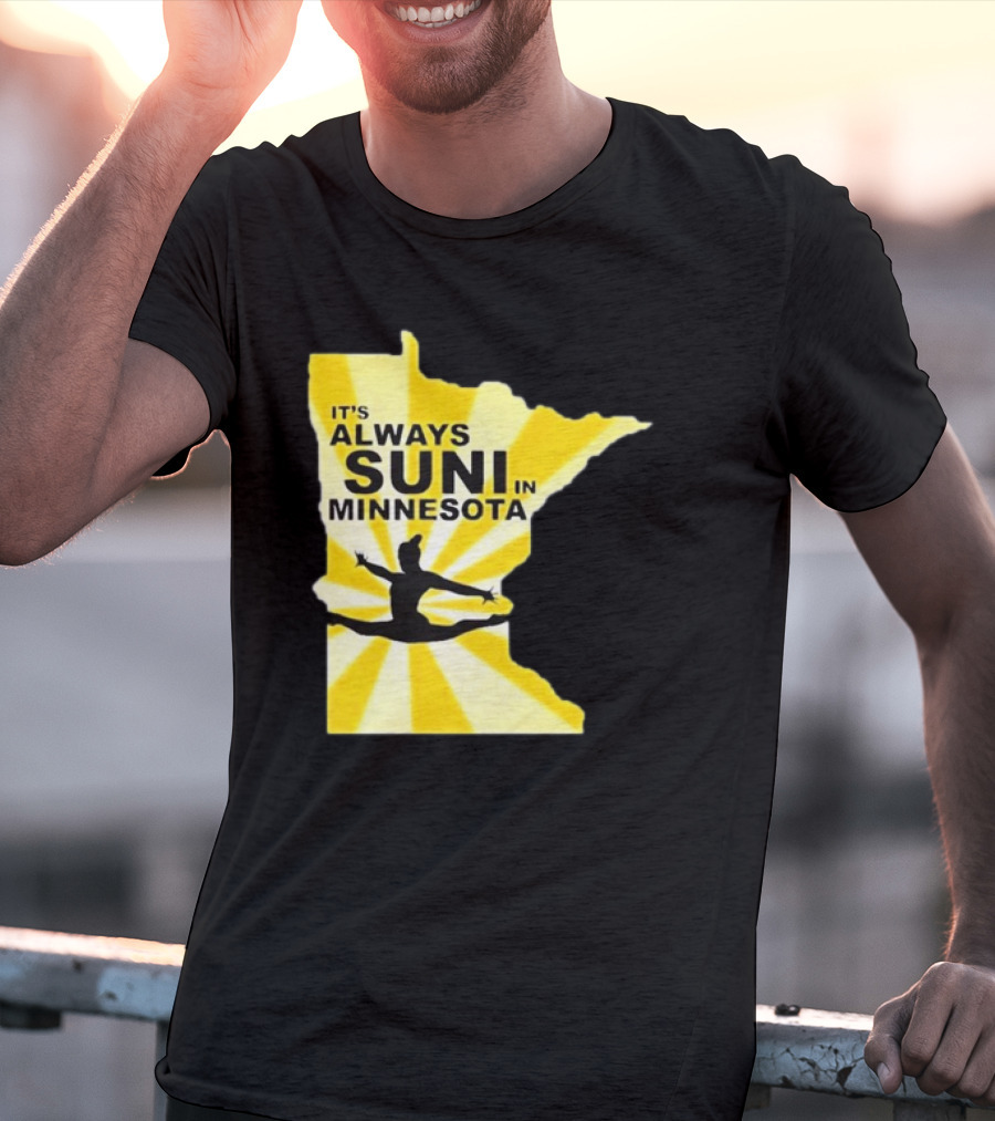 It's Always Suni In Minnesota Gymnastics Silhouette State Outline T-Shirt