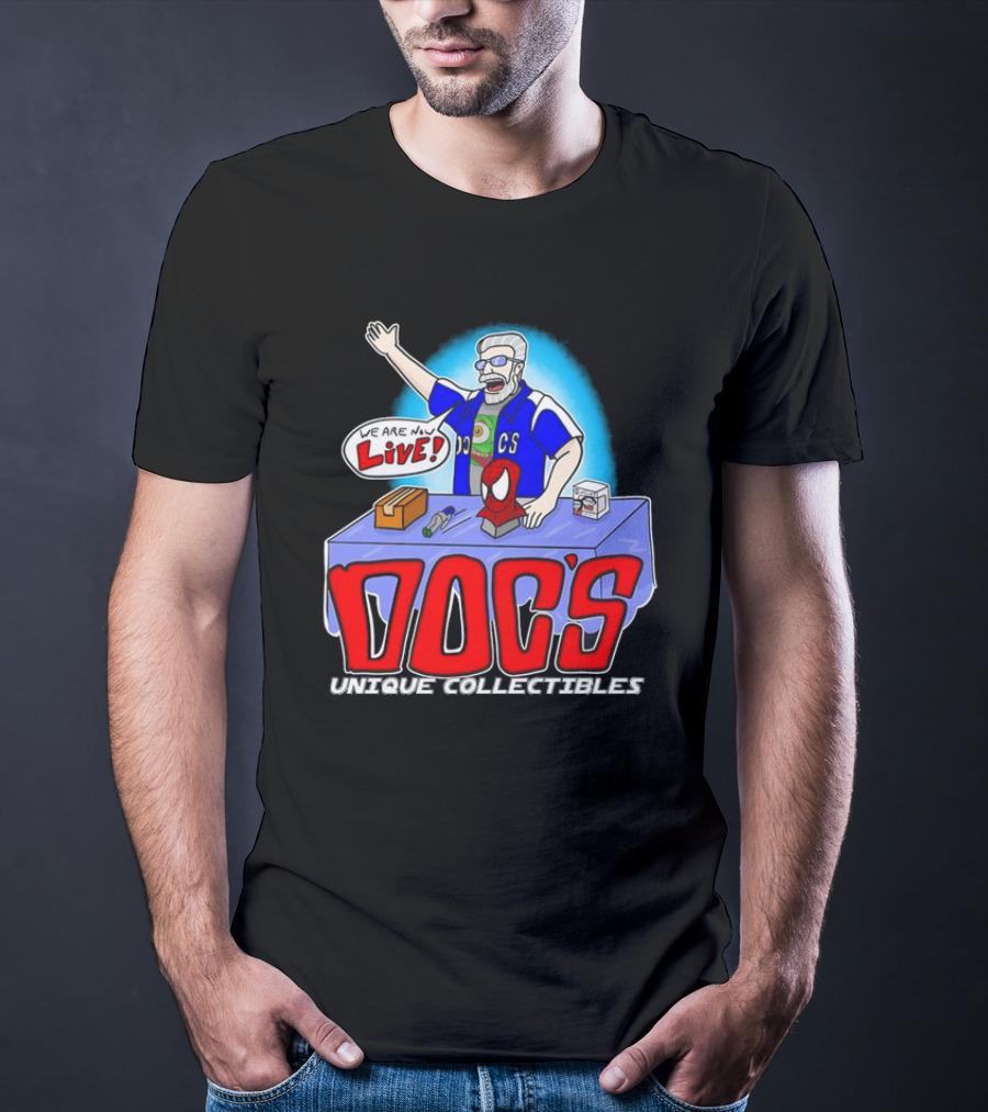 Doc's Unique Collectibles We Are Now Live CS Comic Show Enthusiast T-Shirt