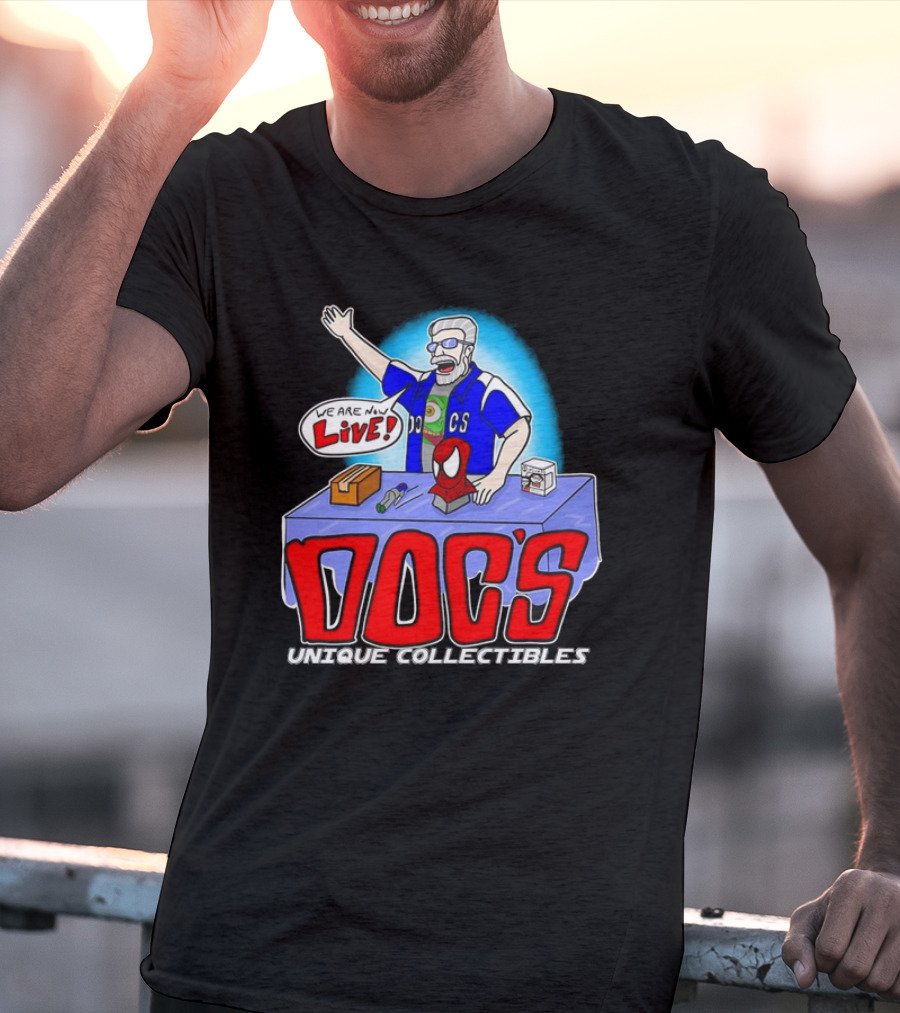 Doc's Unique Collectibles We Are Now Live CS Comic Show Enthusiast T-Shirt