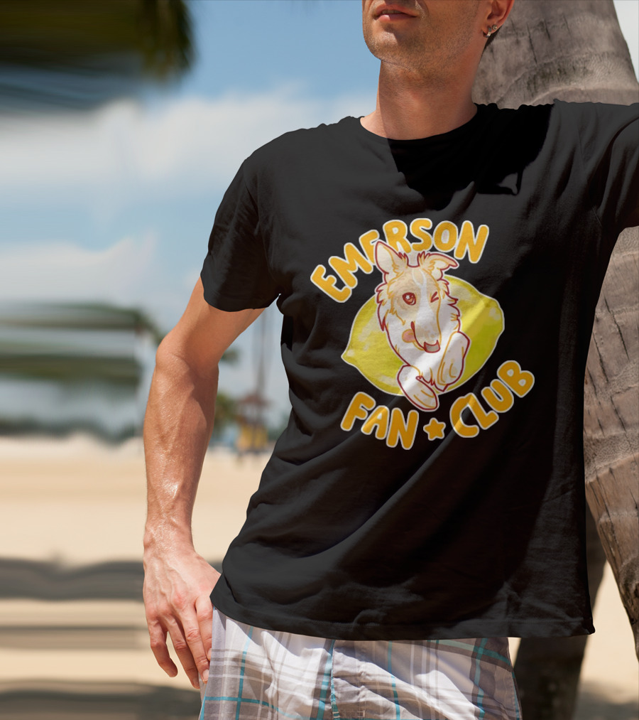 Emerson Fan Club Cute Collie Dog With Lemon T-Shirt