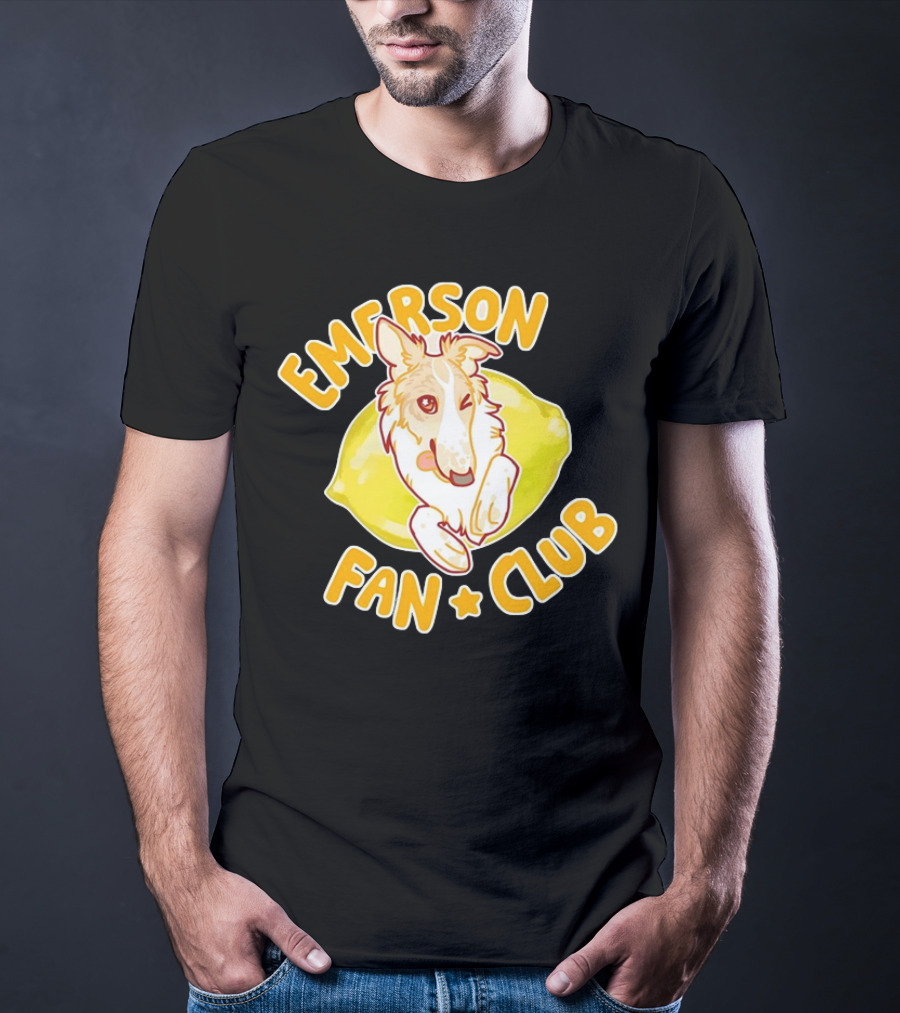 Emerson Fan Club Cute Collie Dog With Lemon T-Shirt