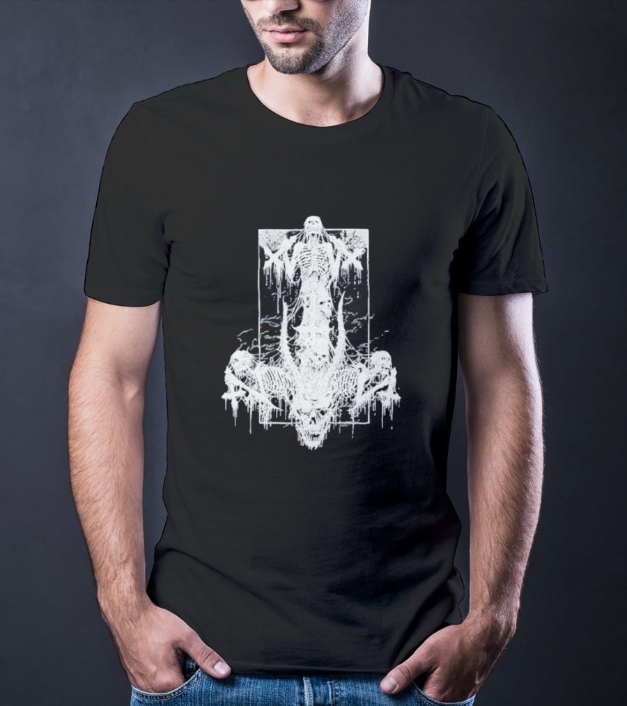 Riddickart X Spencer’s Black Unholy Skeleton Dripping Gothic T-Shirt