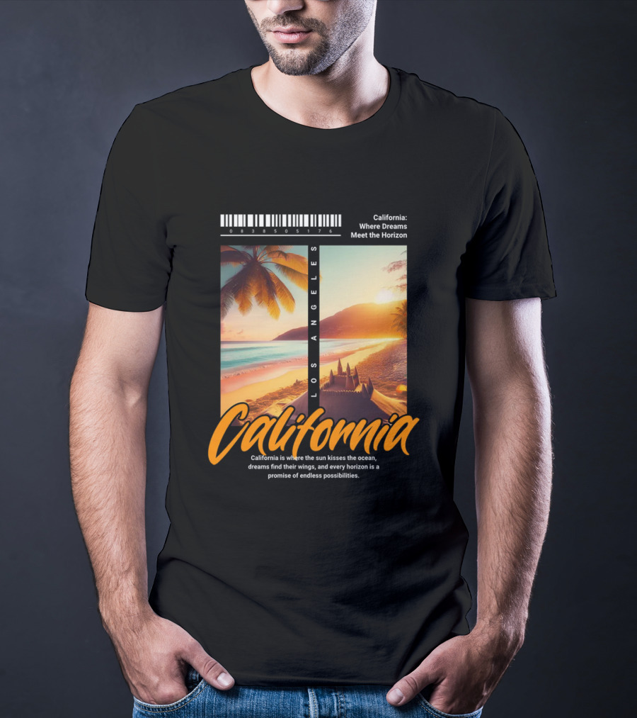 Los Angeles California Where Dreams Meet The Horizon Ocean Sunset T-Shirt