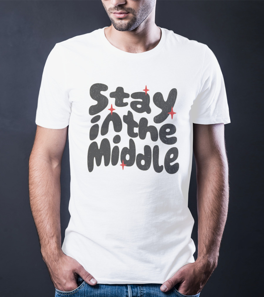 Stay In The Middle With Red Spark Accents T-Shirt