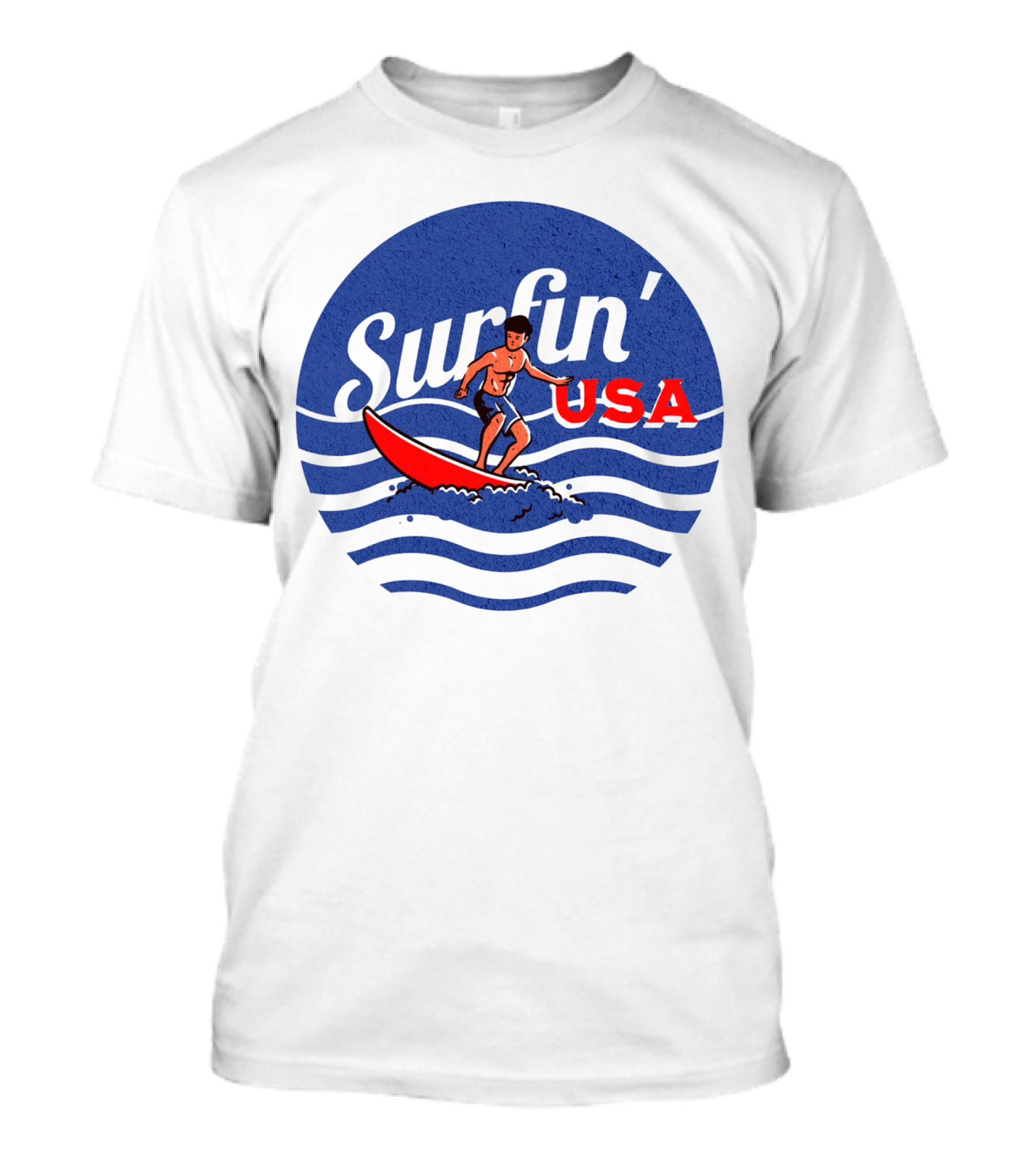 Surfin' USA Surfboard Waves Circle T-Shirt