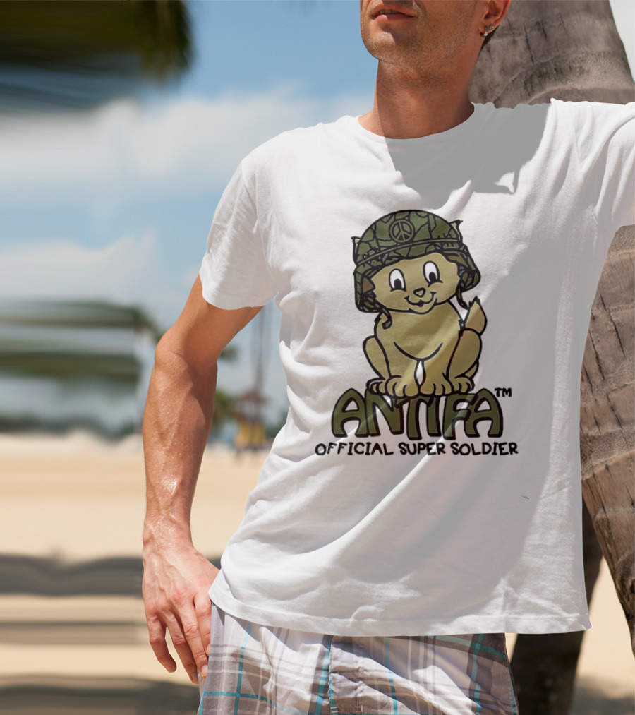 Antifa Super Soldier Peace Helmet Kitten T-Shirt