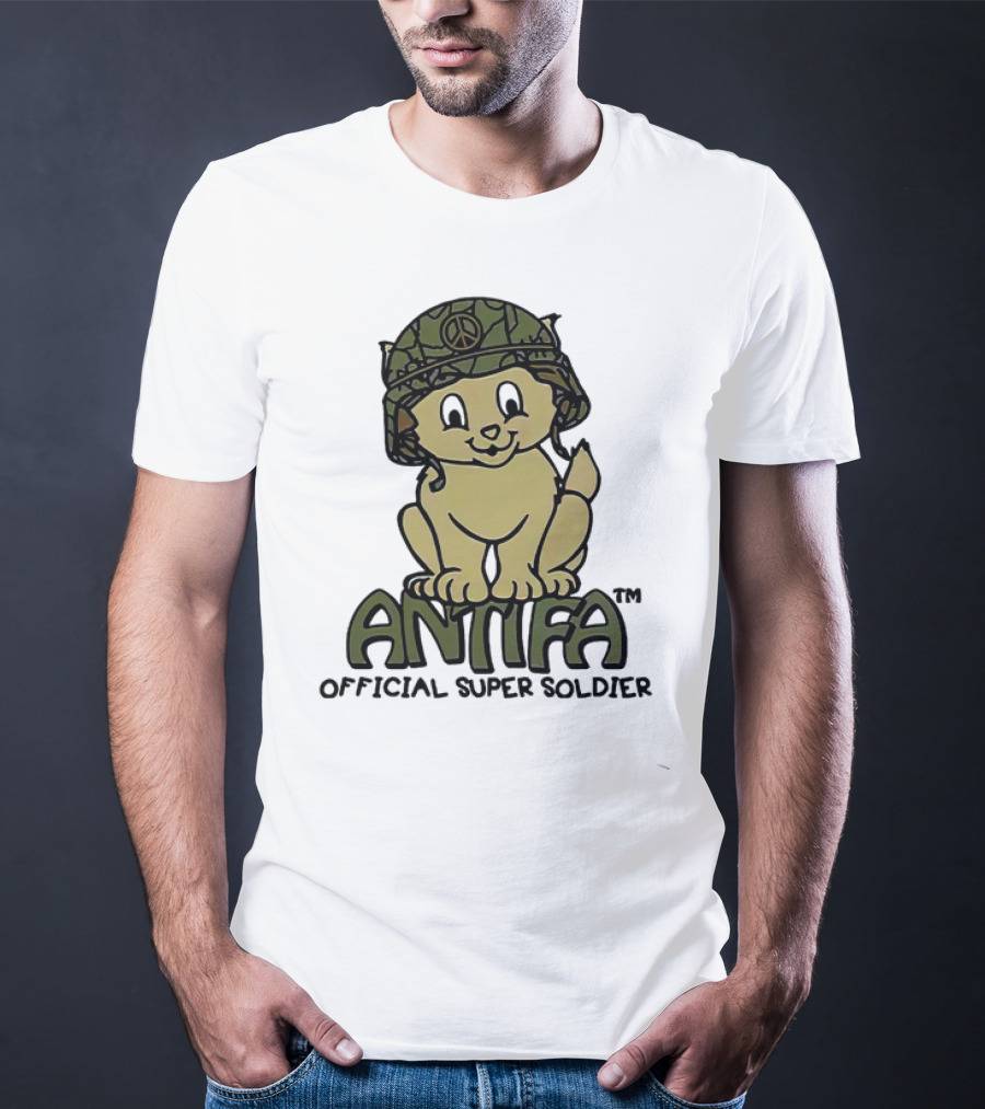 Antifa Super Soldier Peace Helmet Kitten T-Shirt