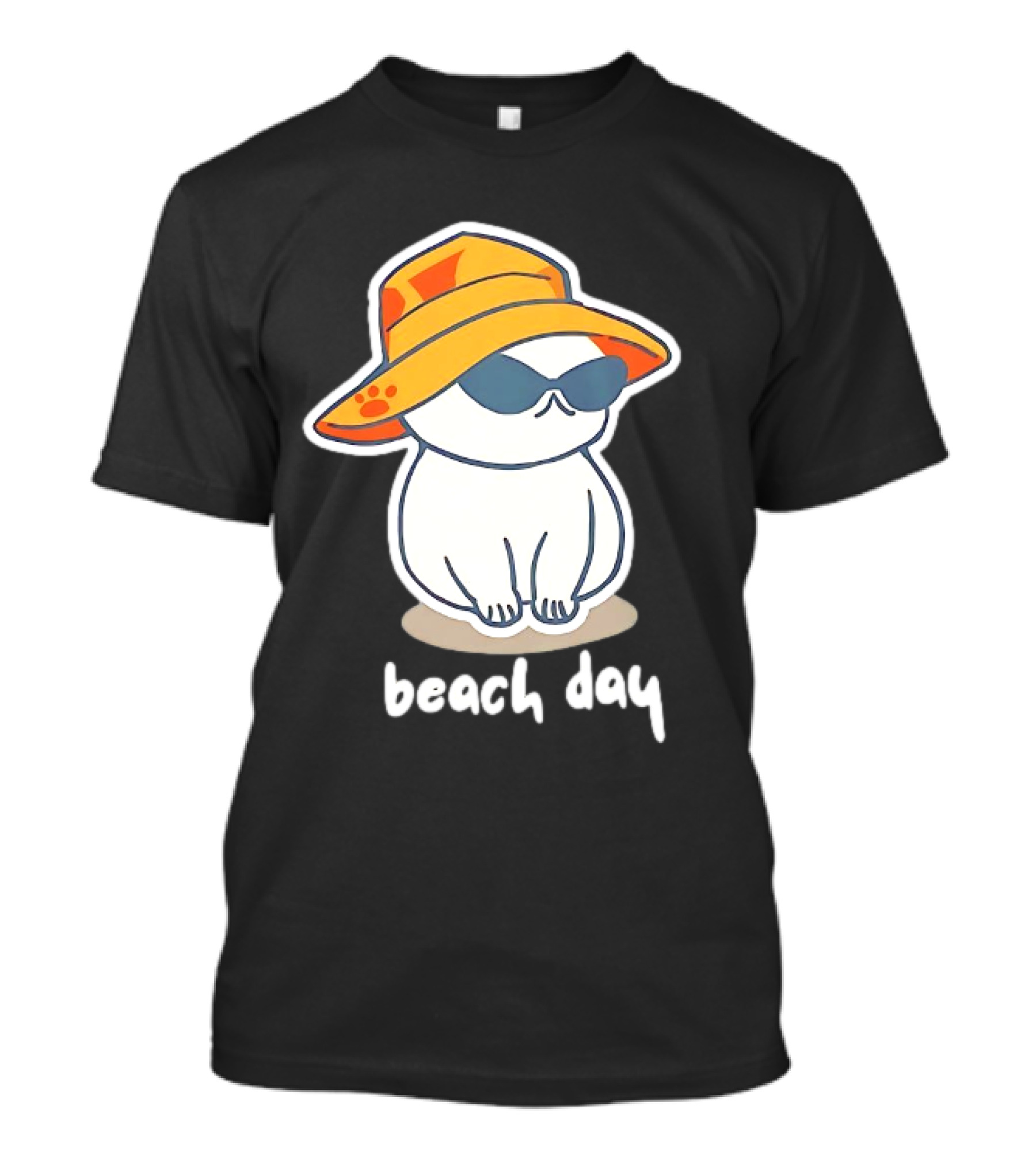 Cat Relaxing In Sunglasses And Hat For A Beach Day T-Shirt