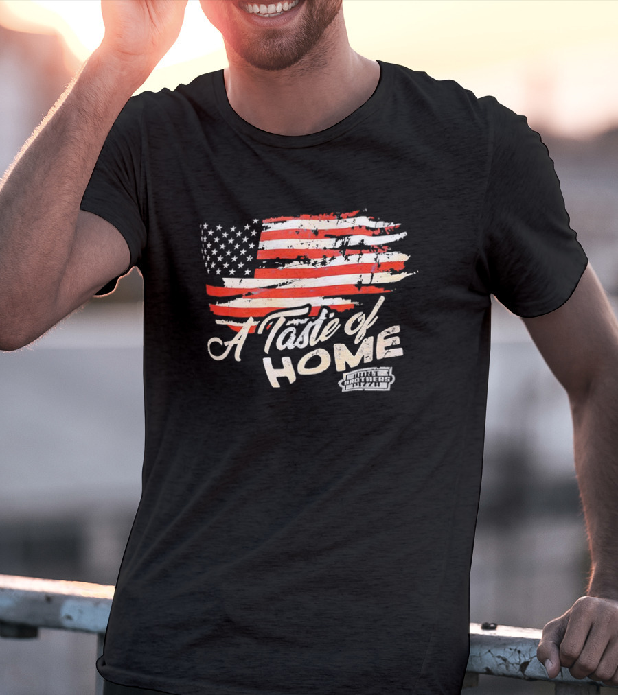 USA Flag A Taste Of Home Johnny Carino's Pizza T-Shirt