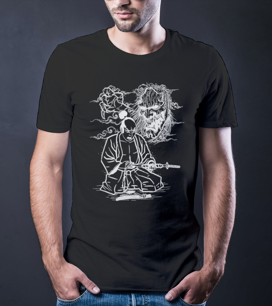 Seppuku Ritual With Samurai And Skull Spirit Signs Of The Swarm T-Shirt