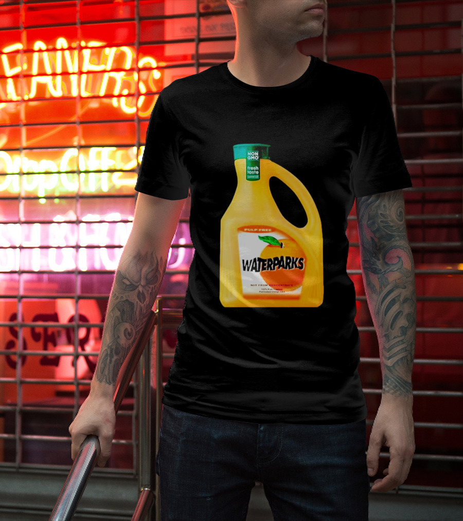 Waterparks Non GMO Fresh Taste Orange Juice Pulp Free T-Shirt