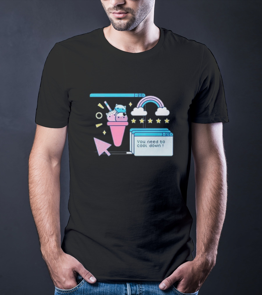 You Need To Cool Down Pastel Computer Icon With Rainbow And Star Elements T-Shirt