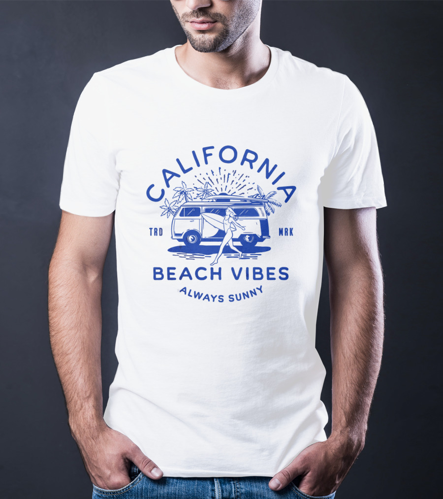 California Beach Vibes Always Sunny Retro Camper Van T-Shirt
