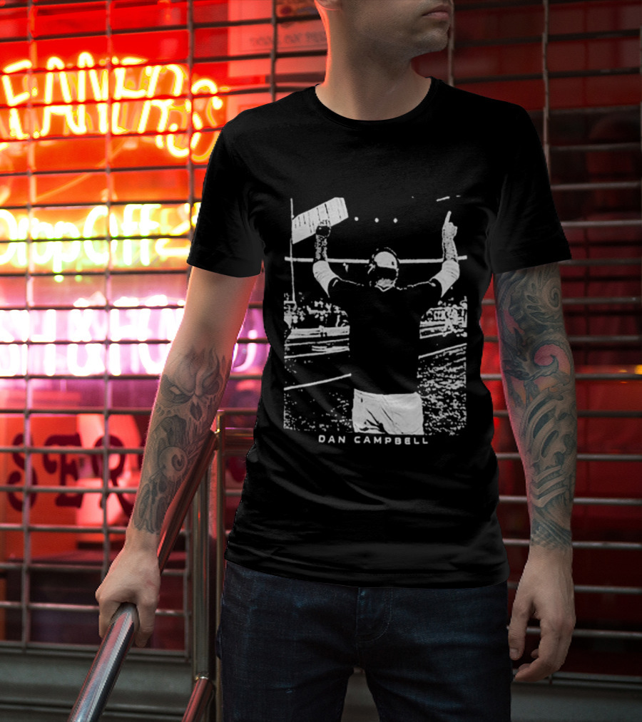 Dan Campbell Detroit Lions Celebratory Gesture Majestic Threads T-Shirt