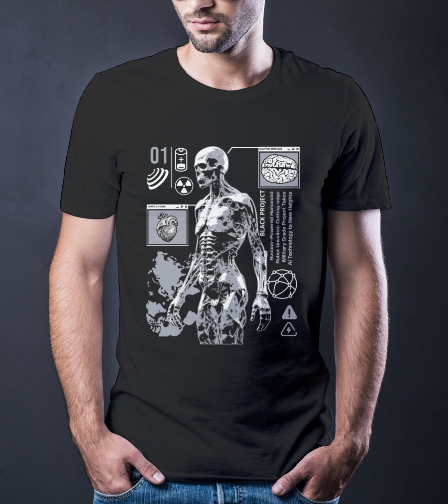 Black Project Nuclear Robust Humanoid Quantum Analysis T-Shirt