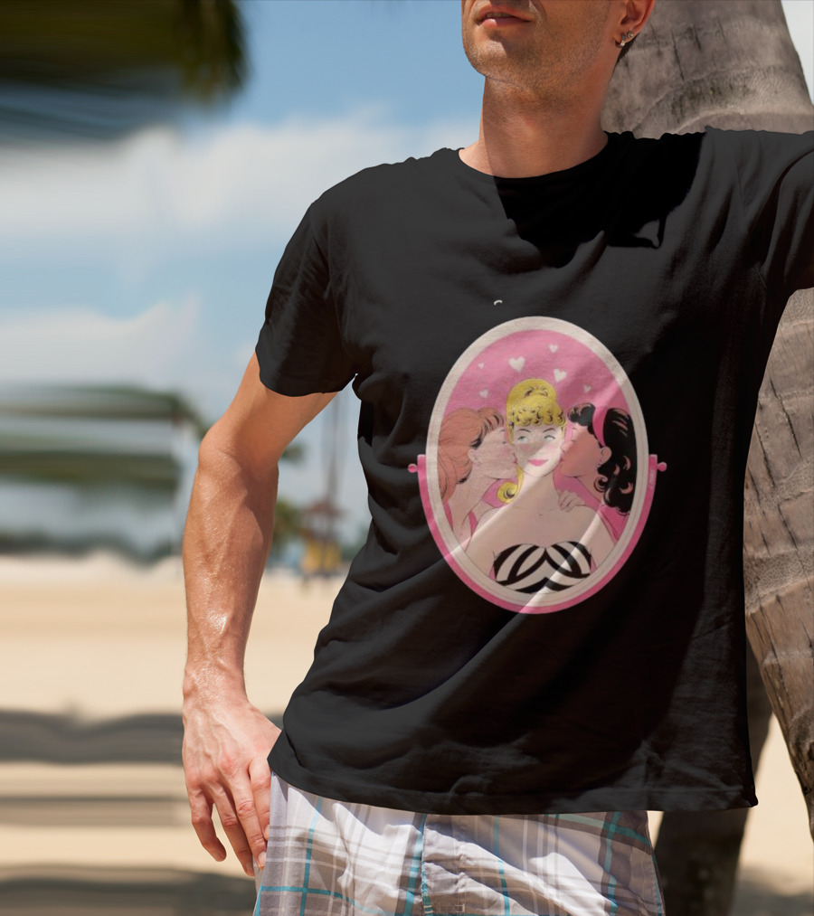 This Barbie Likes Girls Retro Pink Mirror Heart Motif T-Shirt