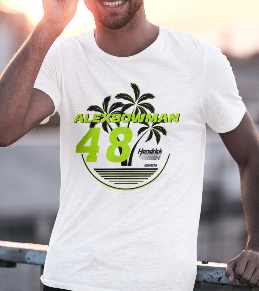 Alex Bowman 48 Hendrick Motorsports NASCAR Palm Trees Beach T-Shirt