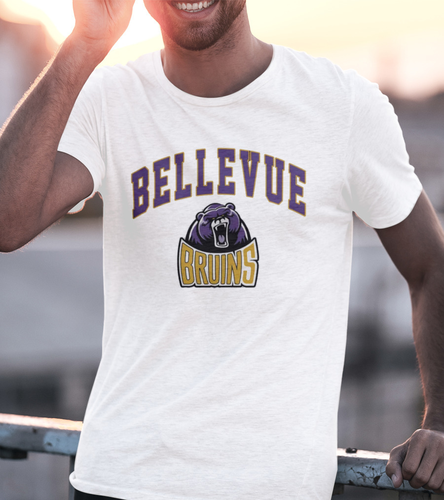 Bellevue University Bruins Roaring Bear Purple And Gold T-Shirt