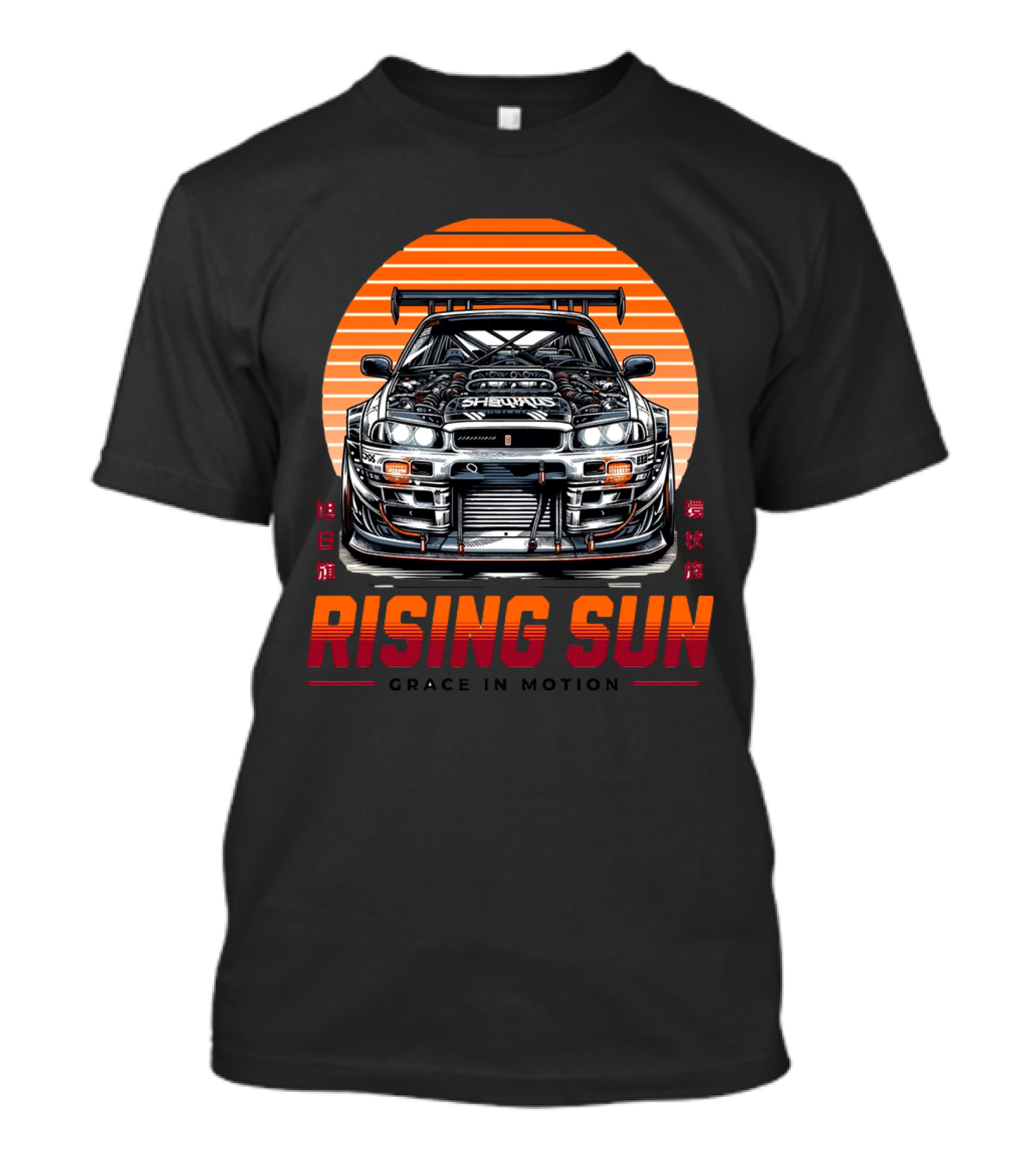 Rising Sun Grace In Motion Japanese Car Racing T-Shirt