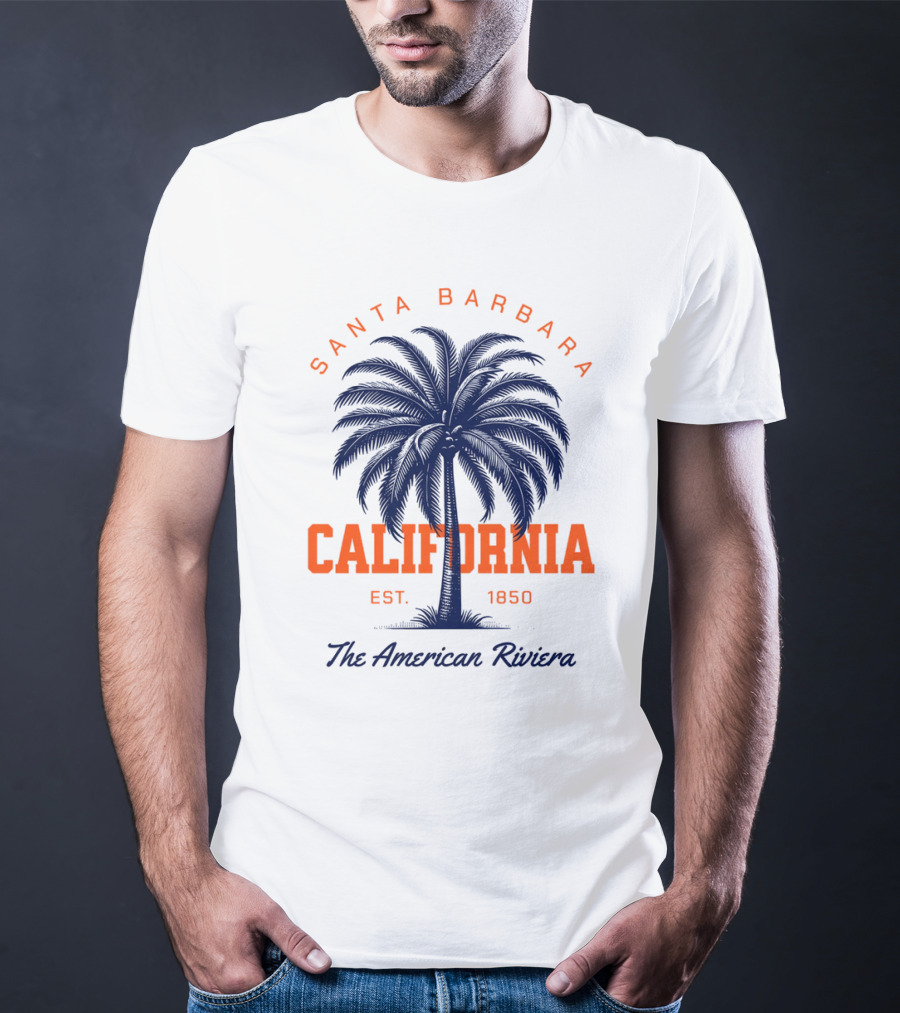 Santa Barbara California EST 1850 The American Riviera Palm Tree T-Shirt
