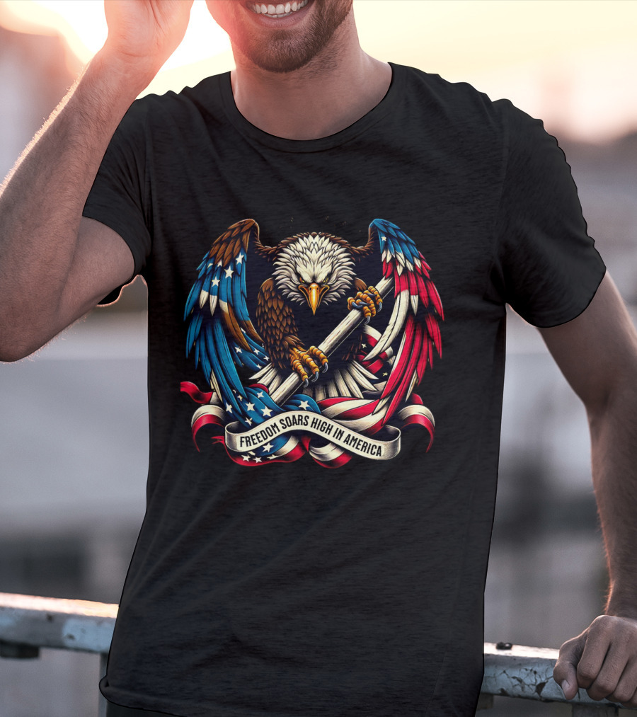 Strength In Unity Freedom Soars High In America Bald Eagle Flag T-Shirt