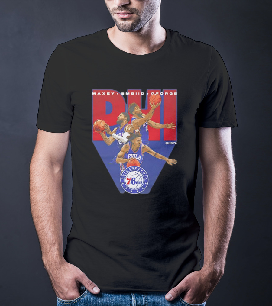 Maxey Embiid George PHI Philadelphia 76ers NBA Players T-Shirt