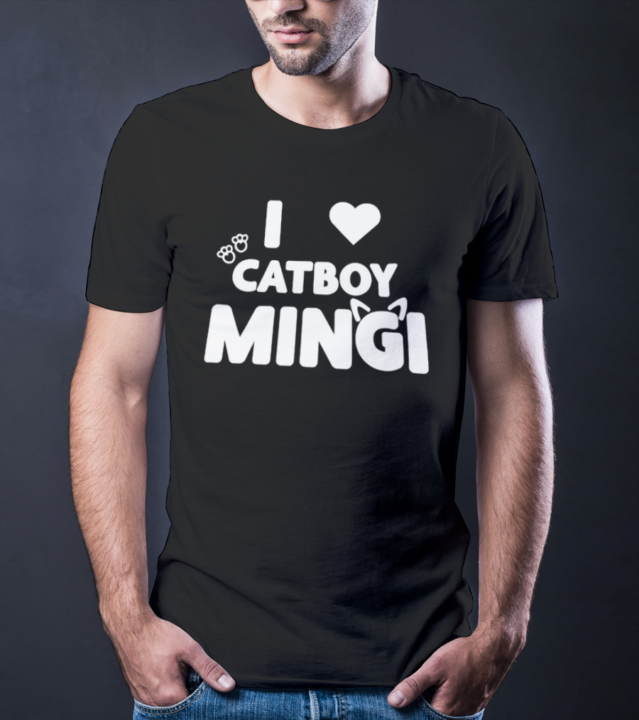 I Love Catboy Mingi Cat Ears And Paw Prints T-Shirt