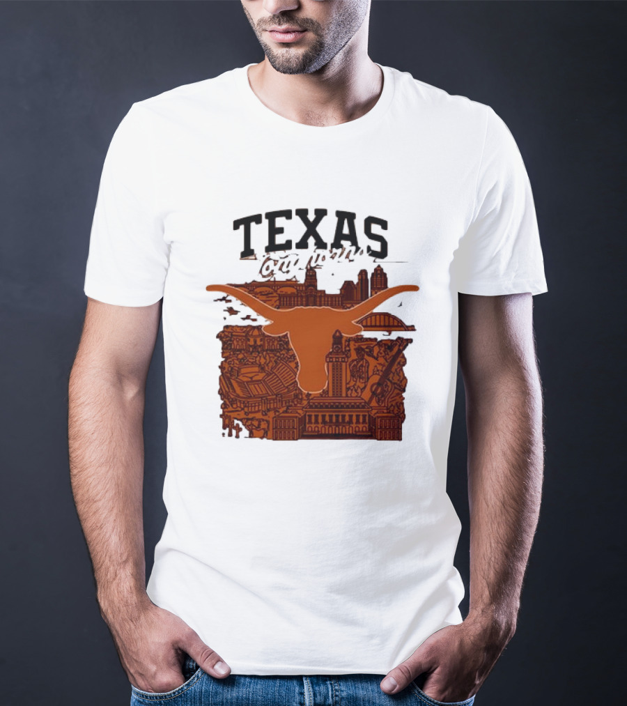 Texas Longhorns Burnt Orange City Skyline T-Shirt