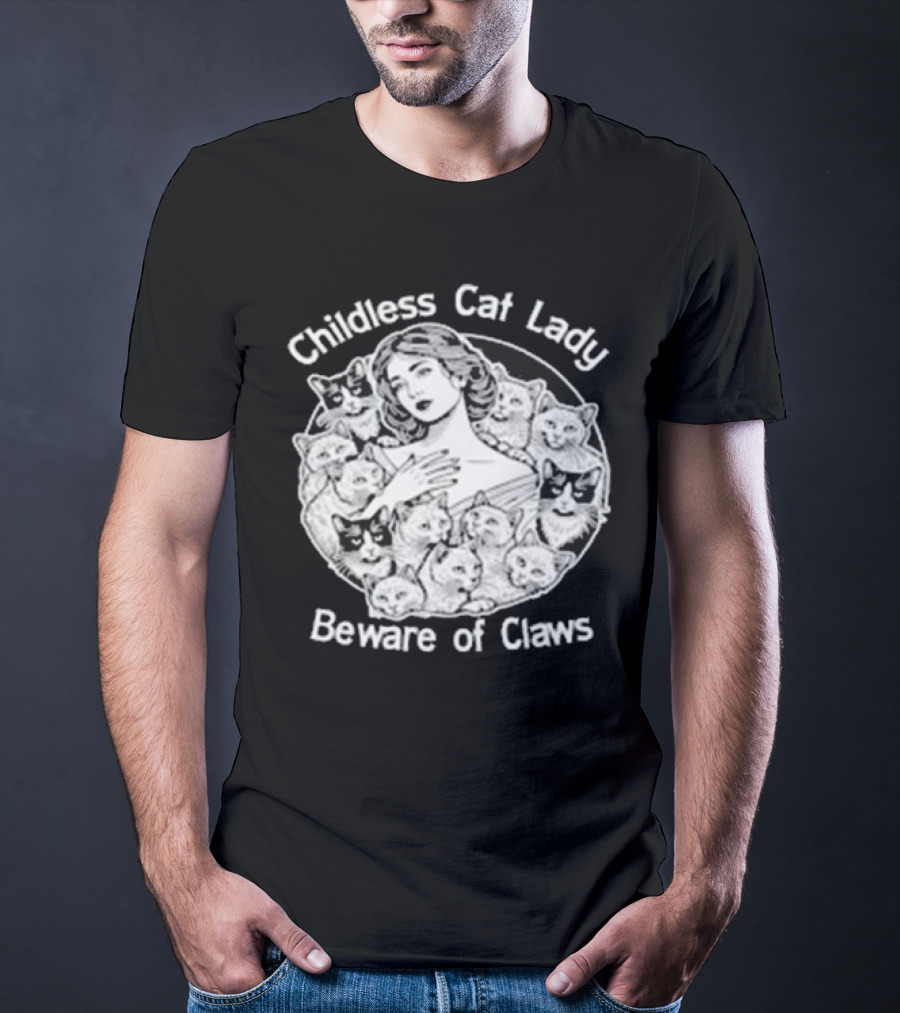Childless Cat Lady Beware Of Claws Vintage T-Shirt