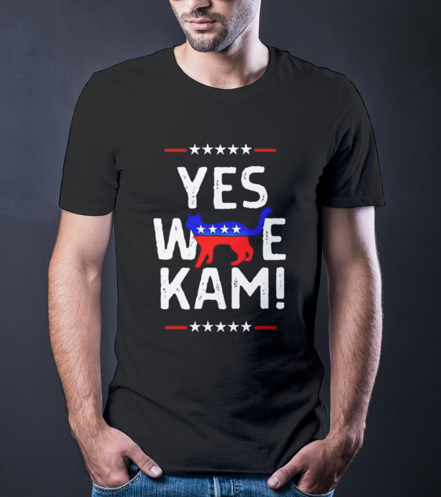 YES WE KAM CAT PRINT PATRIOTIC T-Shirt